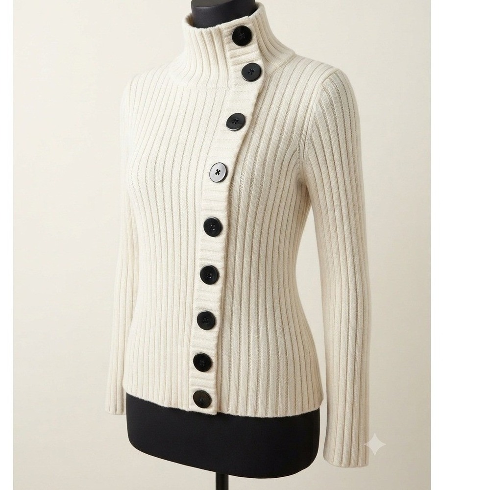 Y2K Victoria's Secret Moda International Ribbed Asymmetric Cardigan Sweater L